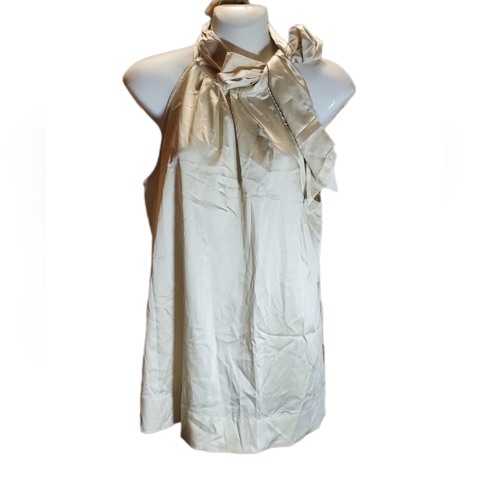 MANGO satin Halter bow-neck blouse 6